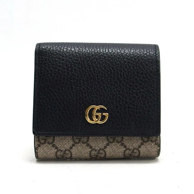 Portefeuille compact Gucci Gg Marmont Supreme toile double pli noir 20241026