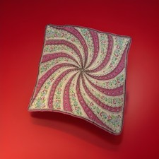 Vtg 1970s Silk Square Scarf Pinwheel Swirl Floral Pink Hand Rolled Hem 27"X29"