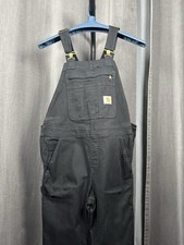 Carhartt Loose Fit Duck Bib Double Knee Dungaree Overalls Mens XS Black See Pics