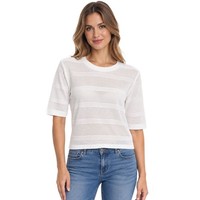 Damen Strickbluse Guess Weiß Ajour-Strick Modern-Casual Rundhalsausschnitt M