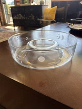 Princess House Crystal Heritage Etched Chip and Dip Shrimp Bowl #401 