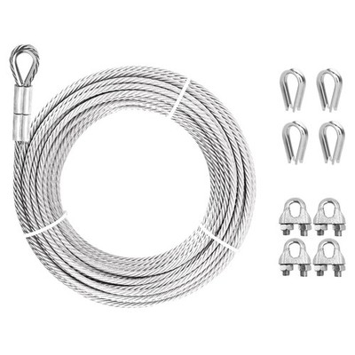 3/16'' Galvanized Steel Cable 7x19 Strand Aircraft Cable with Loops 3800bls Br...
