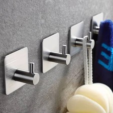 Self Adhesive Hooks 4 Pack Stick On Wall Door Hooks Stainless Steel Coat Hooks