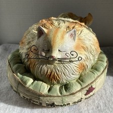 Large Sleeping Cat on Pillow  Resin Figure 5.75  high x 9  wide