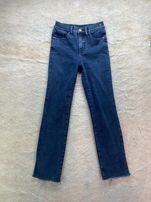 Express Womens Size 0R Dark Wash Mid Rise '90s Slim Raw Hem Eco Denim Jeans