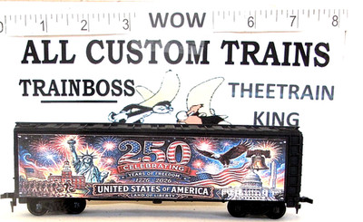HO SCALE CUSTOM LETTERED  AMERICA 250  REEFER ***AVAIL IN O SCALE.*** W-19