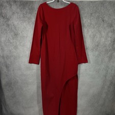 Lulus Dreaming About You Maxi Dress Womens XL Red V-Back Stretch Side Slit