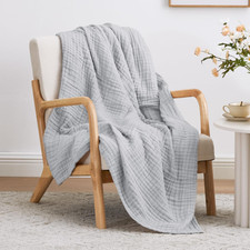 6 Layer 100 Cotton Muslin Blanket, 50"X60" Throw Muslin Blanket for Couch Bed,