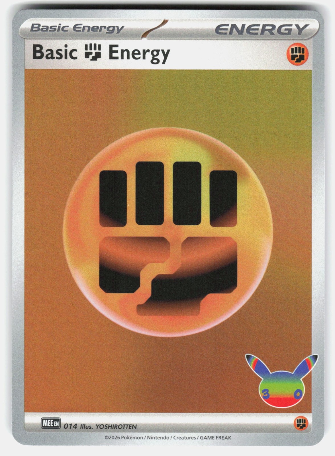 Basic Fighting Energy (30th Celebration) 014 MEE: Mega Ev... Pokemon ...