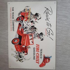 American Tin Sign Texaco Dalmatian Firefighter Hat