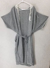 Vintage Val Mode Robe Womens Medium Lace Trim Belted Kimono Lingerie 80s