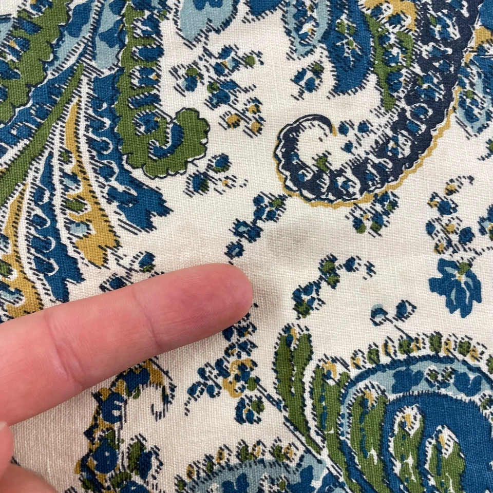 Travesseiro Pottery Barn capa falsa mistura de linho azul paisley Ikat 24"X24" falhas - Imagem 4 de 4