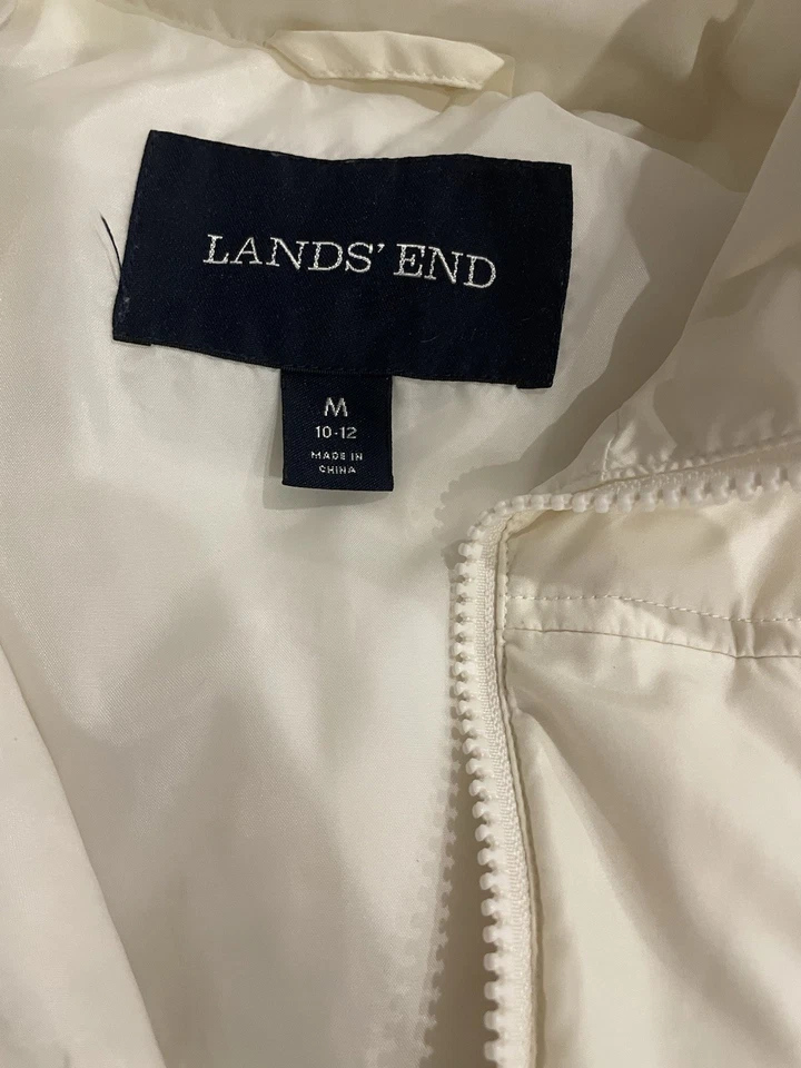 Lands' End Puffer Vest Womens Medium 10-12 White Down Feather - Image 4 of 4