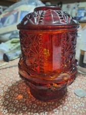 Vintage Indiana Glass Stars And Bars Red Fairy Lamp