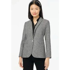 NWT J. Crew Sparkle Houndstooth One-Button Blazer Black White CD827 Size 6