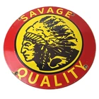 Vintage Savage Arms Sign - Quality Porcelain Service Gun Ammo Gas Oil Pump Sign