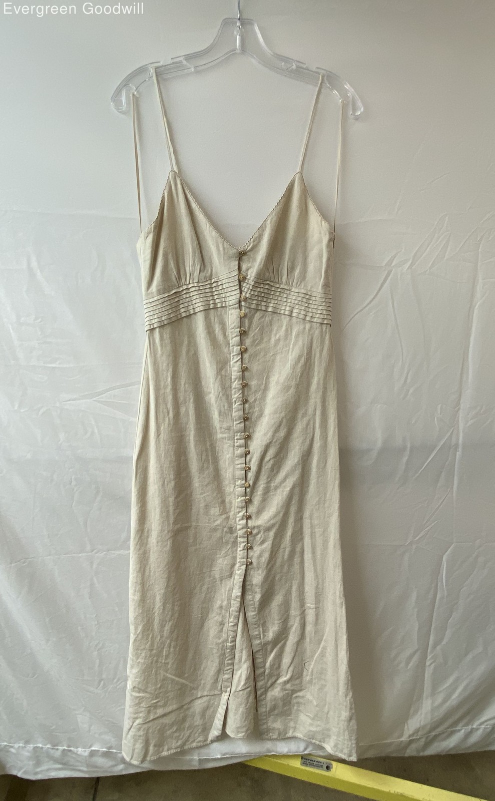 Zara Women's Beige V-Neck Sleeveless Button Front Midi Sundress Size Small