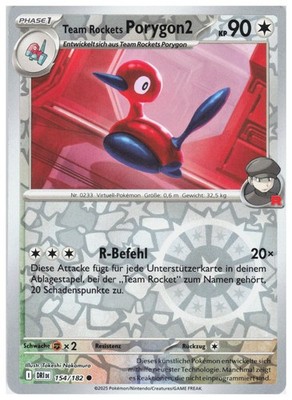 Team Rocket's Porygon2 154/182 Common Destined Rivals Pokemon Reverse Holo NM
