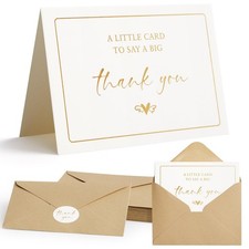 25 Pack Gold Foil Thank You Cards with Envelopes and Stickers  Blank inside,...
