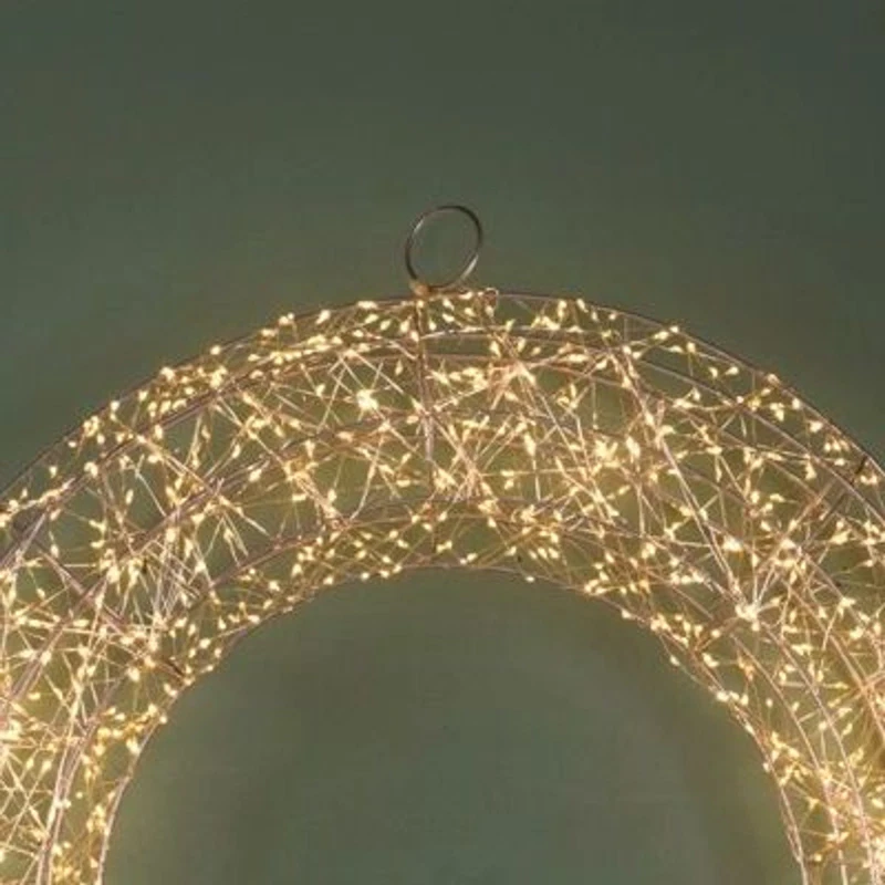 Ghirlanda Luminosa Natale BRANDANI 1440 LED Luce Calda Corona Metallo 50 cm, fotografia 7 di 9