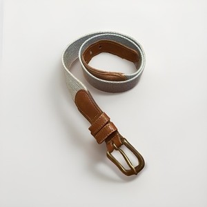 Vintage COACH Genuine Leather & Linen Belt Size 38/95 cm Style 3815 Tan Brass