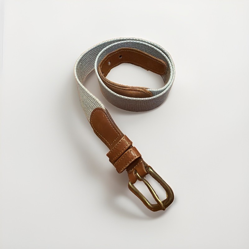 Vintage COACH Genuine Leather & Linen Belt Size 38/95 cm Style 3815 Tan Brass