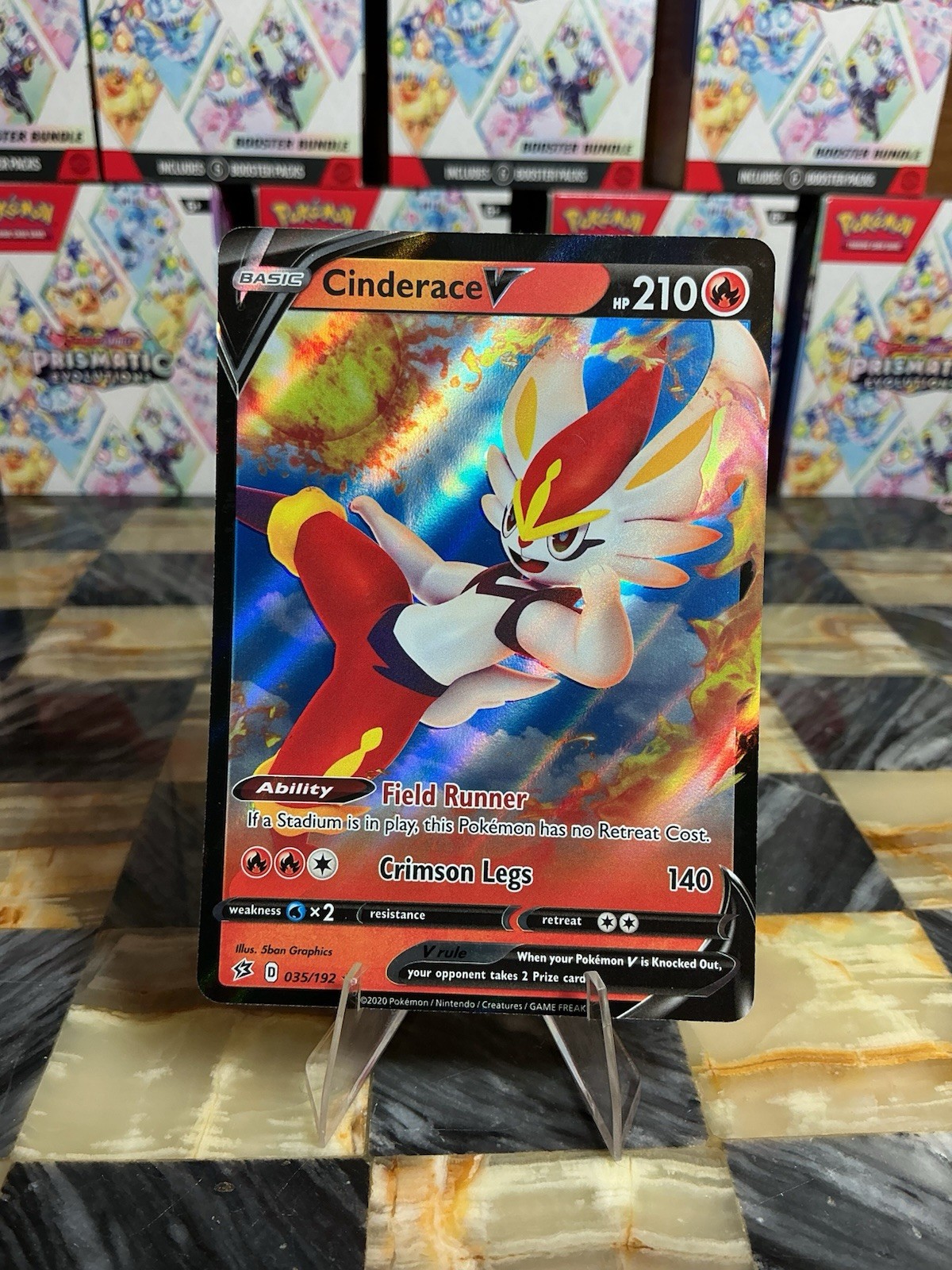 Pokémon TCG Cinderace V Full Art Holo Card 035/192 Rebel Clash NM