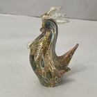 Vintage Murano Millefiori Art Glass Rooster 4” Figurine Gold / Broken