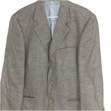 Hugo Boss 40R Tan 100 Linen Quarto Beige Blazer Suit Jacket Unstructured Vtg