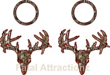 Dark Red Brown Camo Zombie Deer Skull Cornhole Pack Vinyl Decal Sticker buck