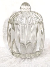 Jeannette Clear Glass Container With Lid  Mid-Century  Candy Jar