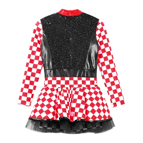 Race Car Driver Costume For Girls Checkerboard Dance Dress Jumpsuit Halloween - Picture 61 of 78