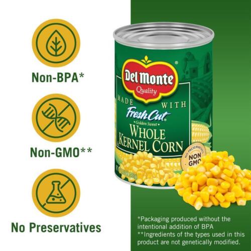 Whole Kernel Corn Canned Vegetables Pack of 4 Non-GMO Shelf-Stable Ready to Use - Picture 2 of 6