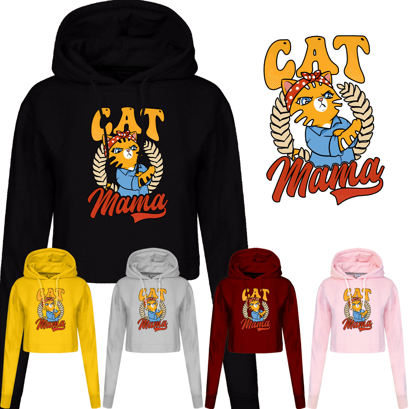 Día de la Madre 2025 Damas Sudadera con Capucha Gato Mamá Power Gift Madre Mujer Jersey Sudadera con Capucha