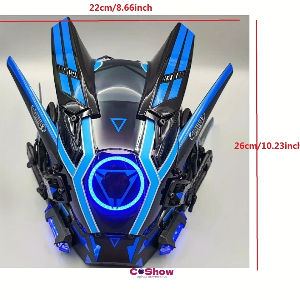 Máscara Punk LED Futurista Unisex Accesorio de Juego de Rol Mecánico con Luz Redonda Foto 2 de 4