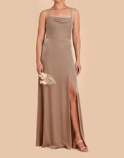 Birdy Grey Ash Dress Velvet Color Taupe Size Large, Side Slit, sleeveless /n2