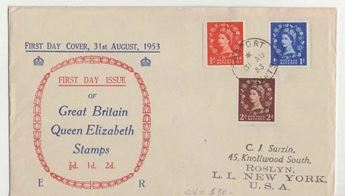 Stamps Great Britain, FDC Queen Elizabeth II, 1953