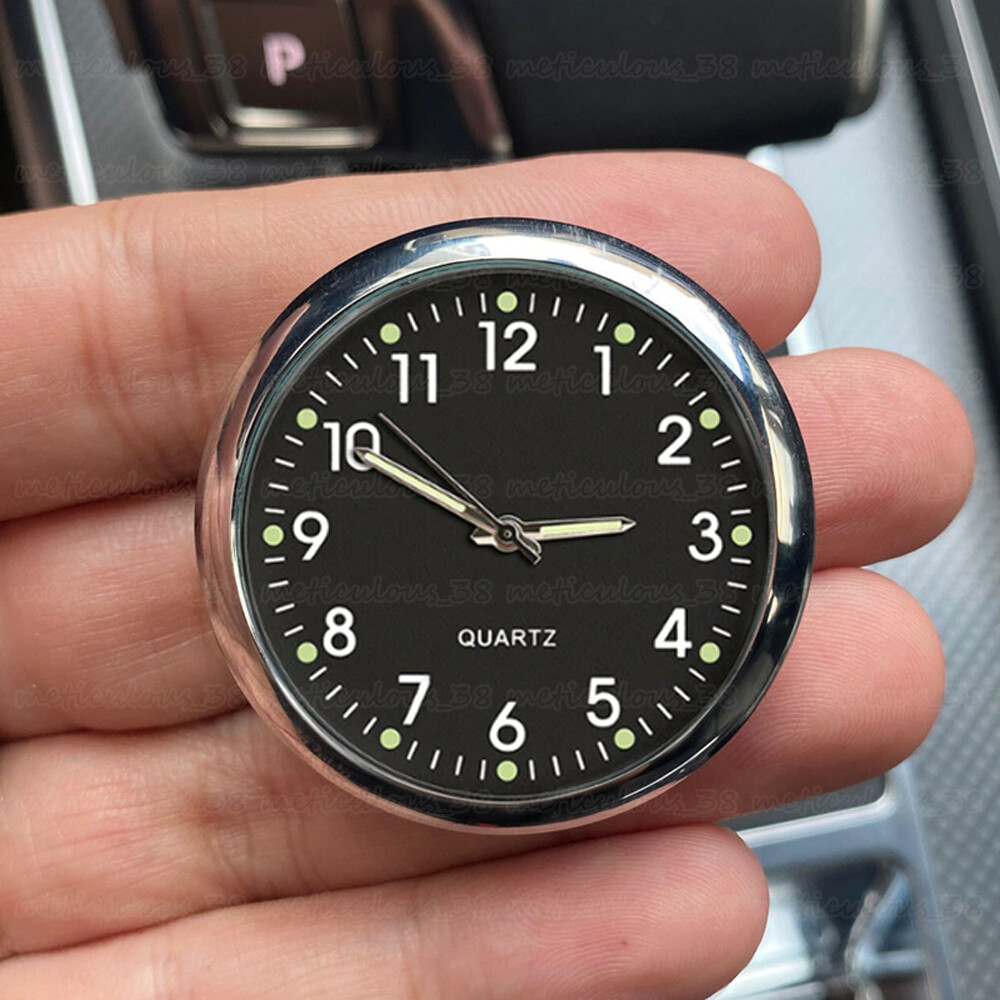 Car Dashboard Stick-On Quartz Clock Black for Boat or Auto  