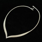 Vintage Elegant Sterling Silver 925 Basket Weave V Shaped Choker Necklace Italy