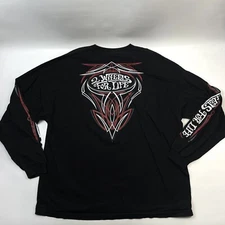 Hot Leathers 2 Wheels For Life Bikers Black Long Sleeve T-Shirt Men's Size 3XL