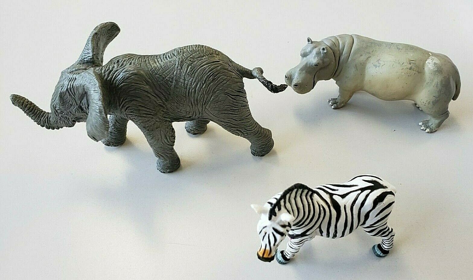 L????K 1986 Safari Ltd Zebra 95％以上節約 Elephant ???? Figures Hippopotamus 格安SALEスタート