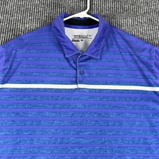 Nike Polo Shirt Men Large Purple Striped Golf Tour Performance Dri Fit Outdoor