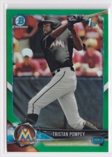 2018 Bowman Draft Chrome Tristan Pompey #BDC-129 Green Refractor 1st SN /99 MIA