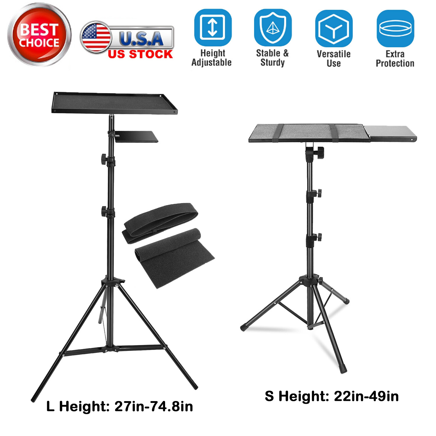 Projector Tripod Stand Laptop Camera Adjustable Height Studio Floor Holder Mount