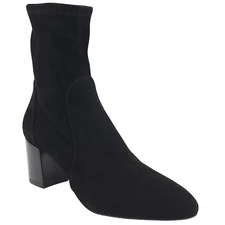 Stuart Weitzman Women Block Heel Ankle Bootie Yuliana 60 Size US 10B Black Suede