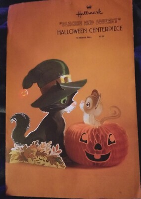 Vintage Hallmark Halloween Centerpiece Blackie Squeaky Black Cat Mouse New!