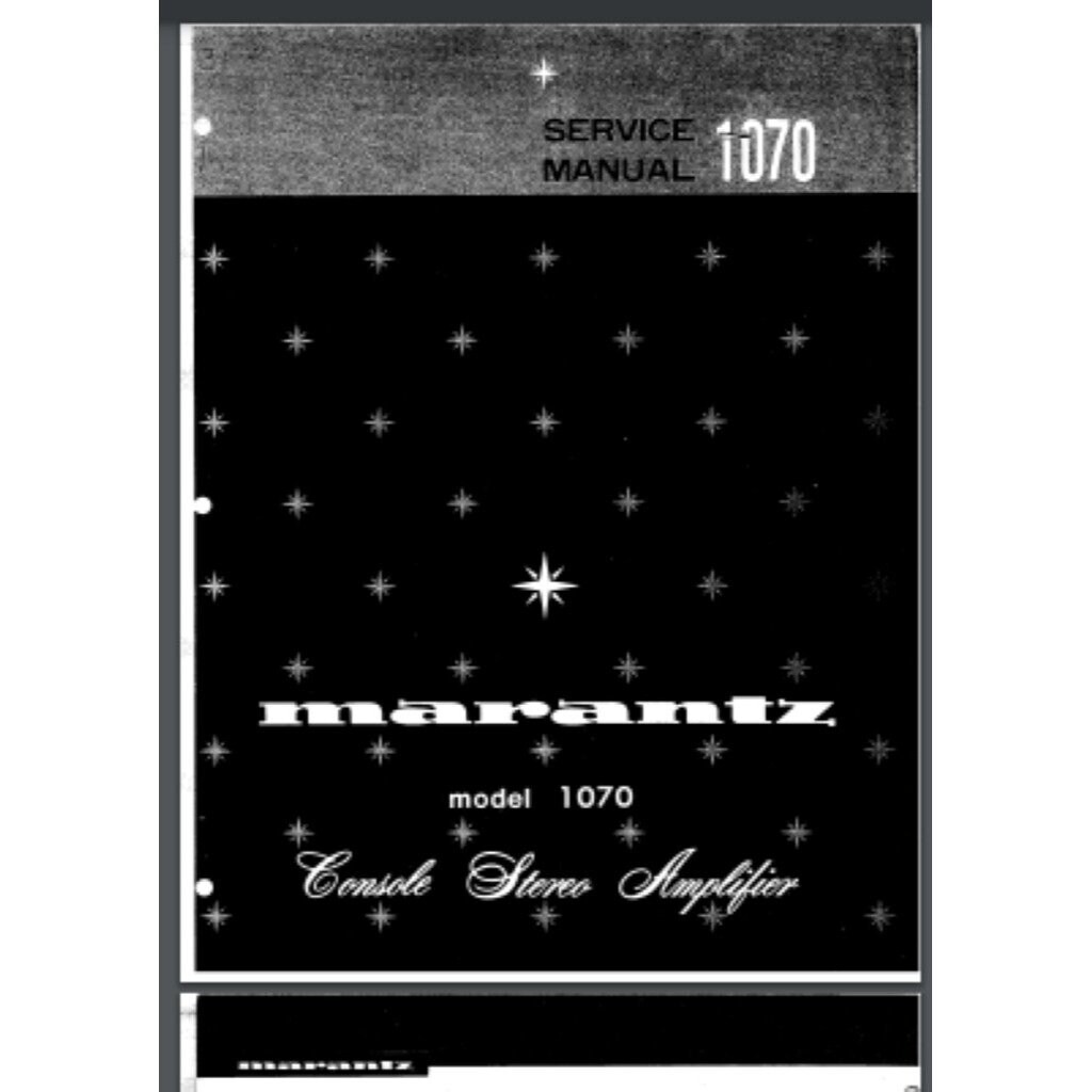 Marantz Model 1070 Console Stereo Amplifier Service manual 24 pages comb bound