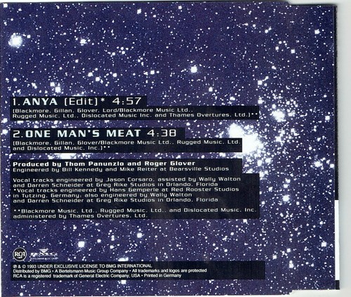 Deep Purple - Anya/One Man's Meat - Promo CD Single - From Battle Rages On Album - Picture 2 of 3