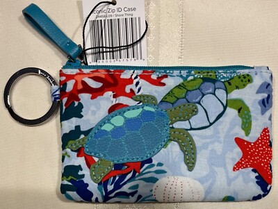 Vera Bradley Zip ID Case Shore Thing Anchors Aweigh Sea Turtle Appliqué Rare