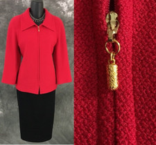BEAUTIFUL St John collection jacket knit pink red suit blazer size 8